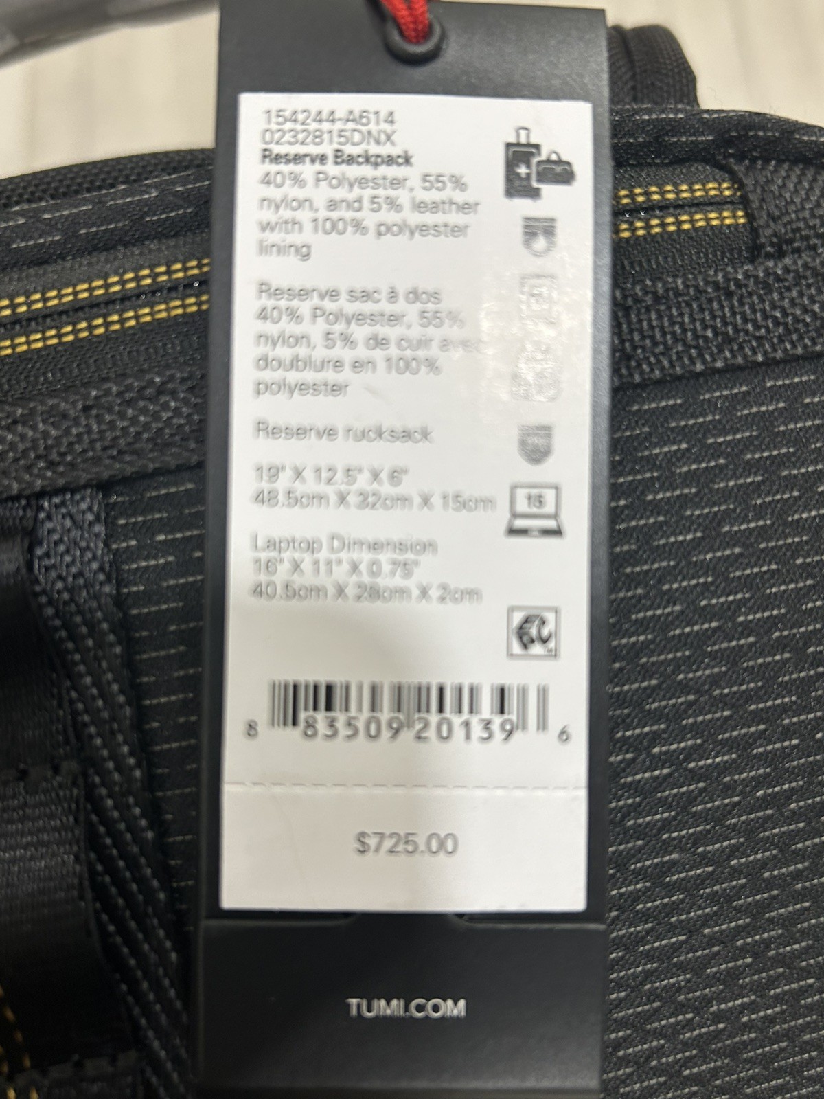 BNWT Tumi Alpha Bravo 55L Reserve Backpack In Black Onyx. Never Used! MSRP:$725!
