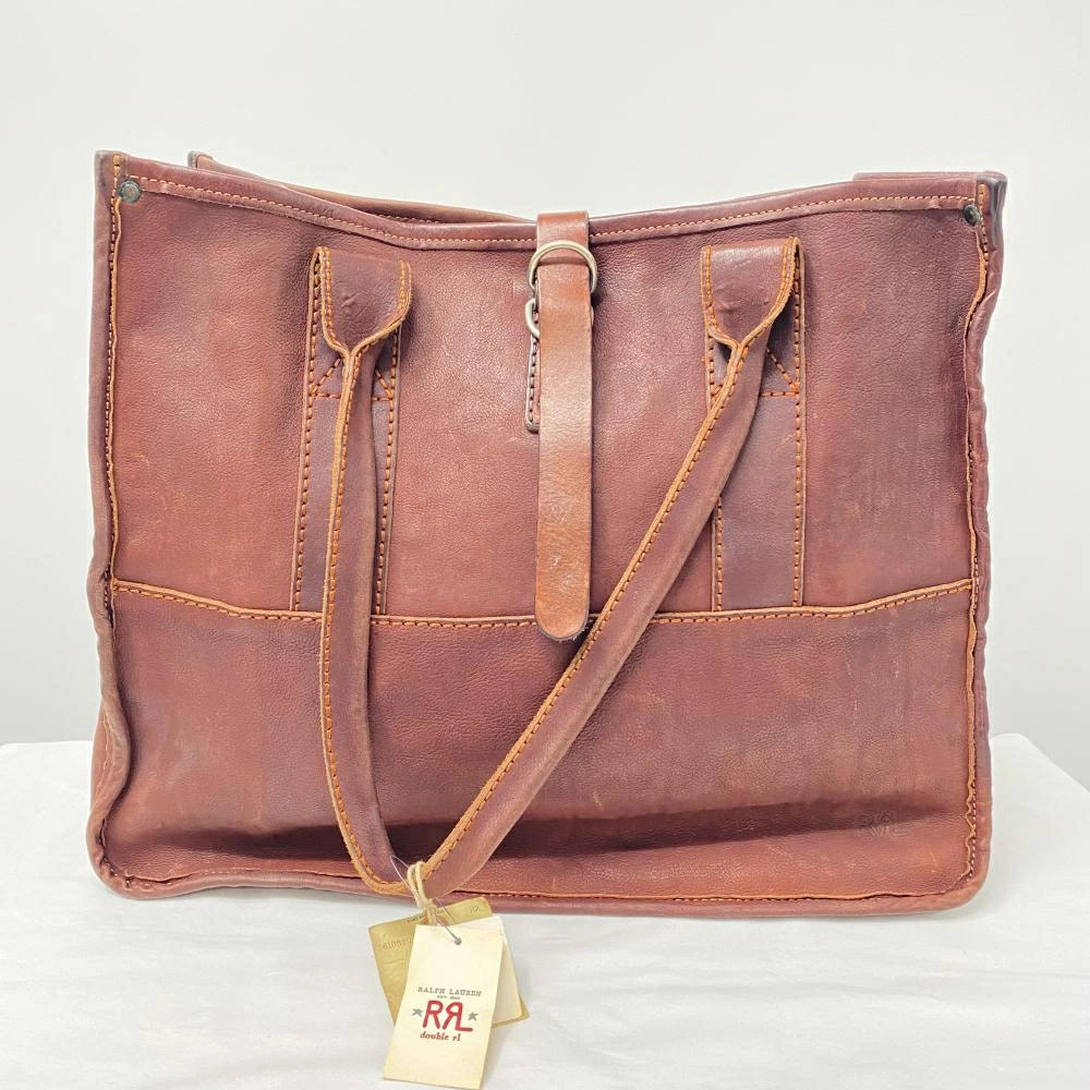 RRL Leather Tote Bag Brown Double RL Brown Metal Ralph Lauren 42.5cmx 37cm x 9cm