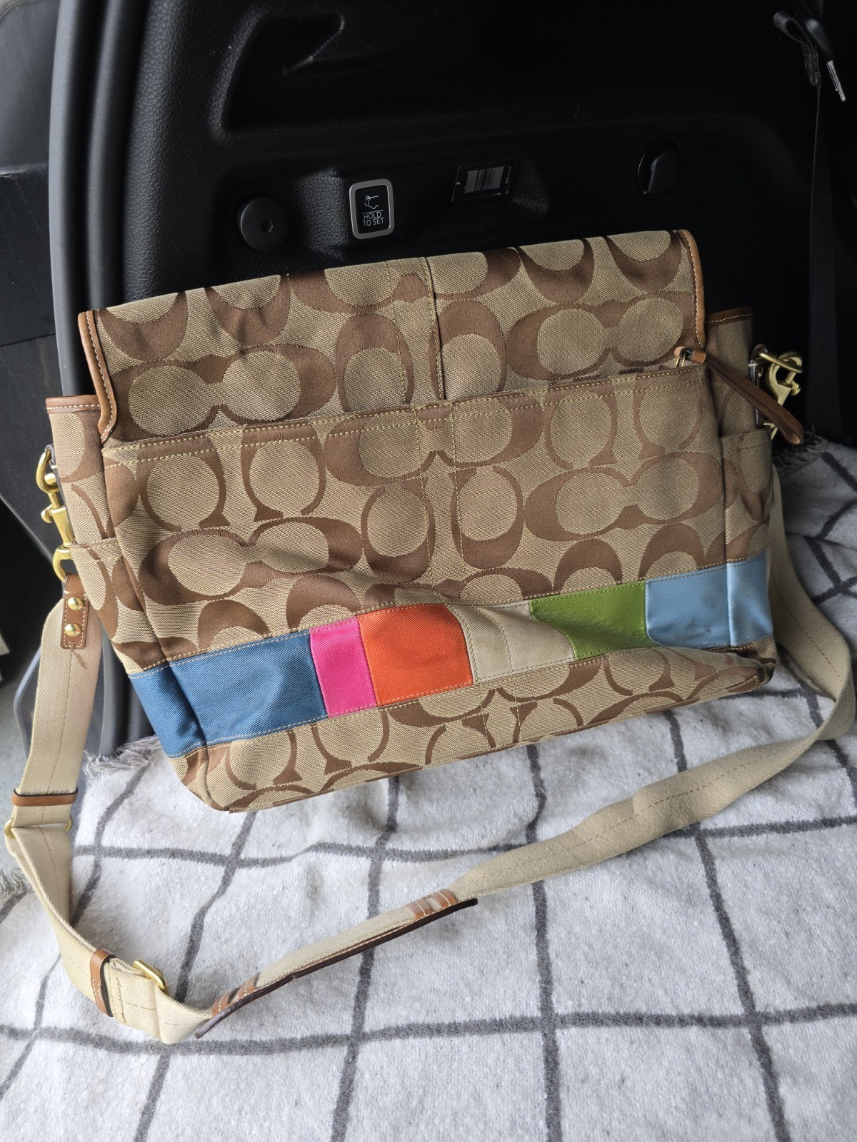 COACH Signature Canvas Diaper Laptop Computer Bag
