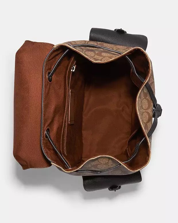 COACH Hudson Backpack In Blocked Signature Canvas C6081 Khaki NEW NWT
