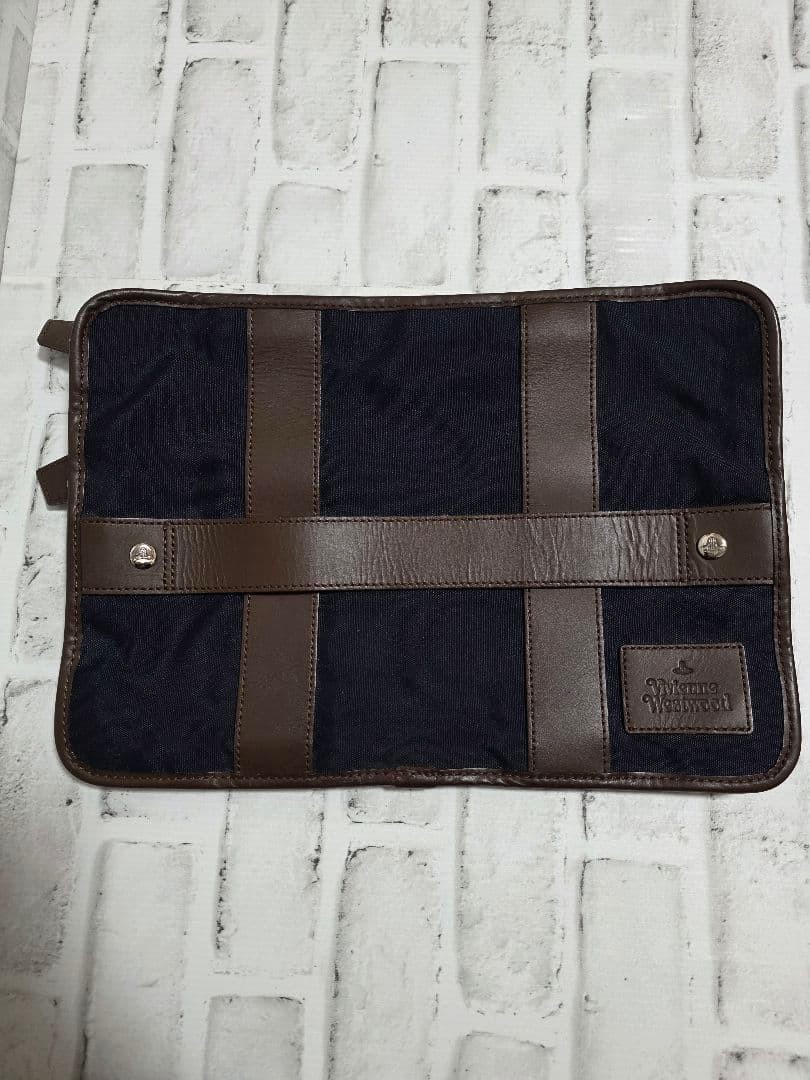 Vivienne Westwood Clutch Bag Orb A4 Leather bicolor Vintage Used 26x37cm