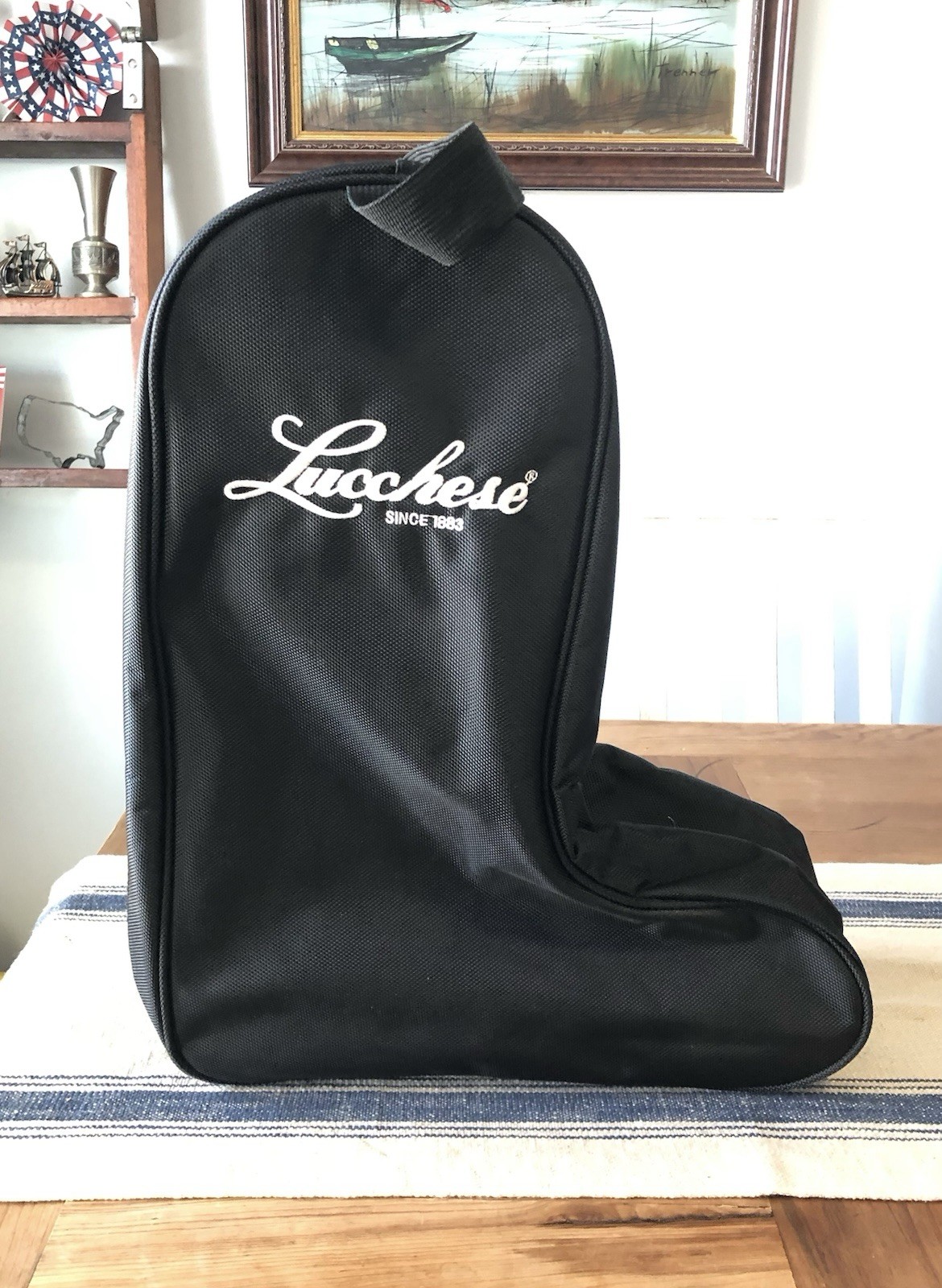 Lucchese Black Nylon Cowboy Western Boot Carry Bag Case Storage Travel