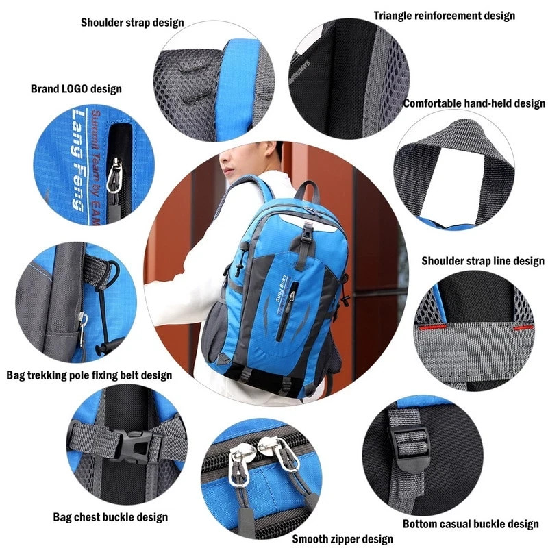Travel Bag w/ Laptop Sleeve & Waist Shoulder Backpack For Men Women Camping Bag