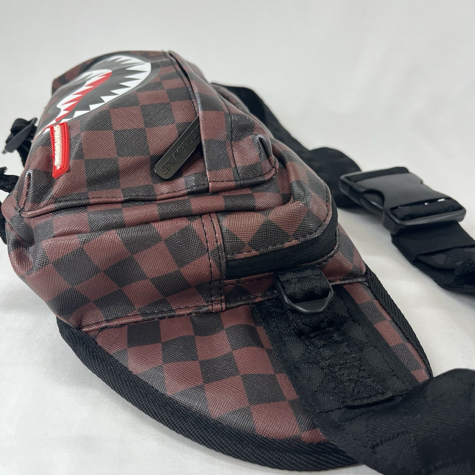 Sprayground Split the Check Checkered Cargo Shark Crossbody Limited Edition RARE