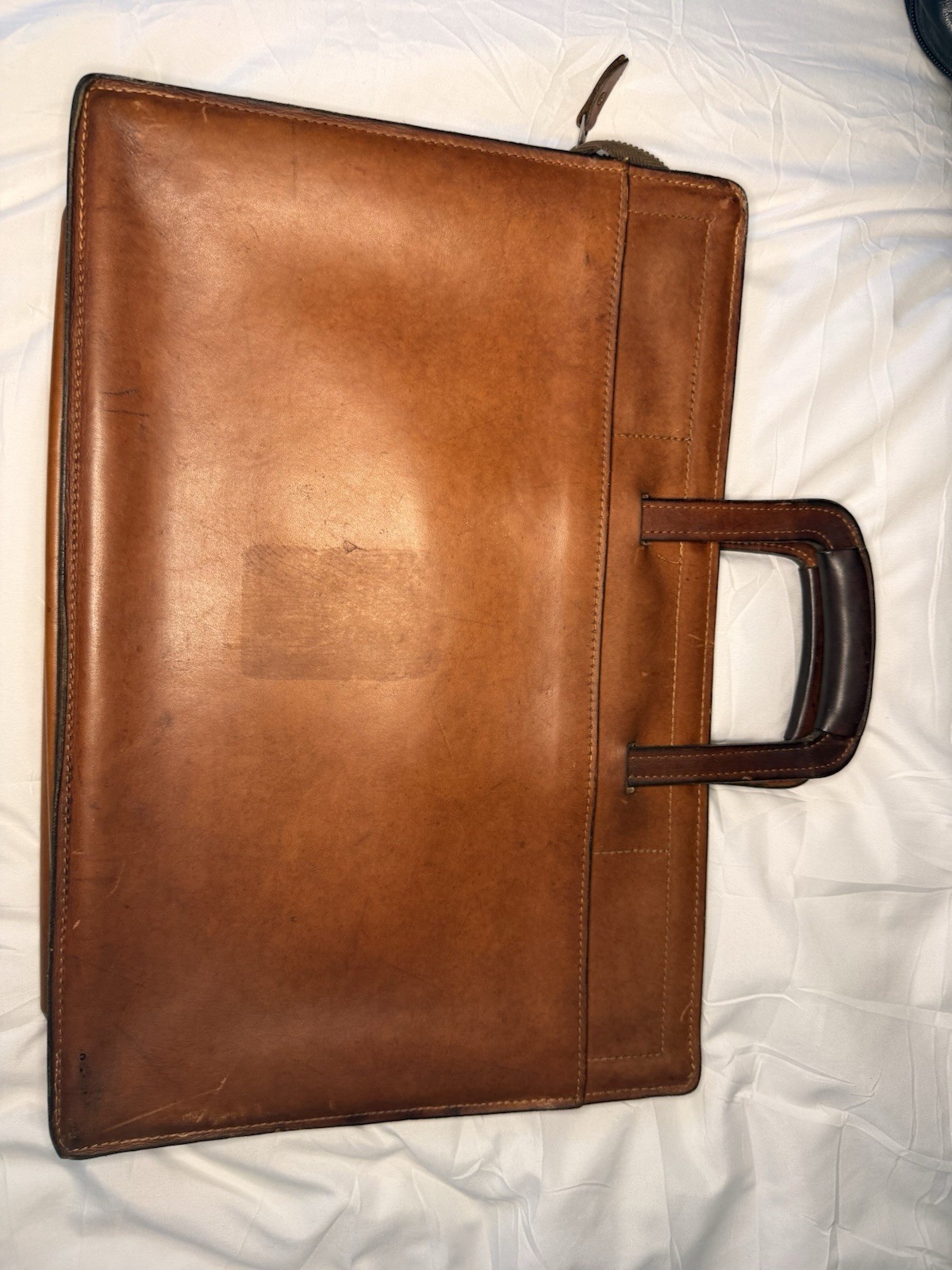 Men’s Brown Large Briefcase/Document Case Zip Closure Top Handle Inner Pockets