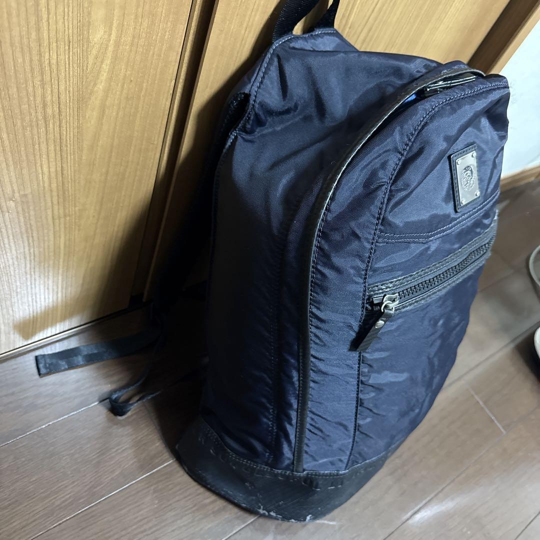 Diesel Men Backpack Black Brave Man Plate 50×38×18cm Luxury Casual Streetwear