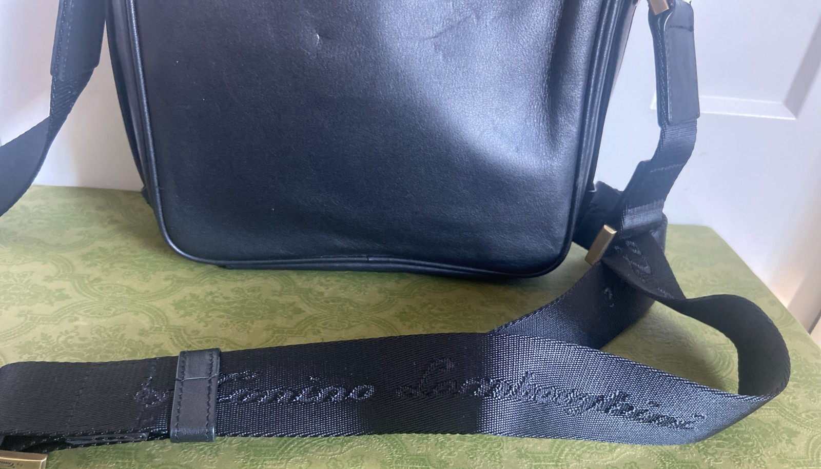 by Tonino Lamborghini Perforated Leather Men’s Crossbody/Shoulder Bag – Black