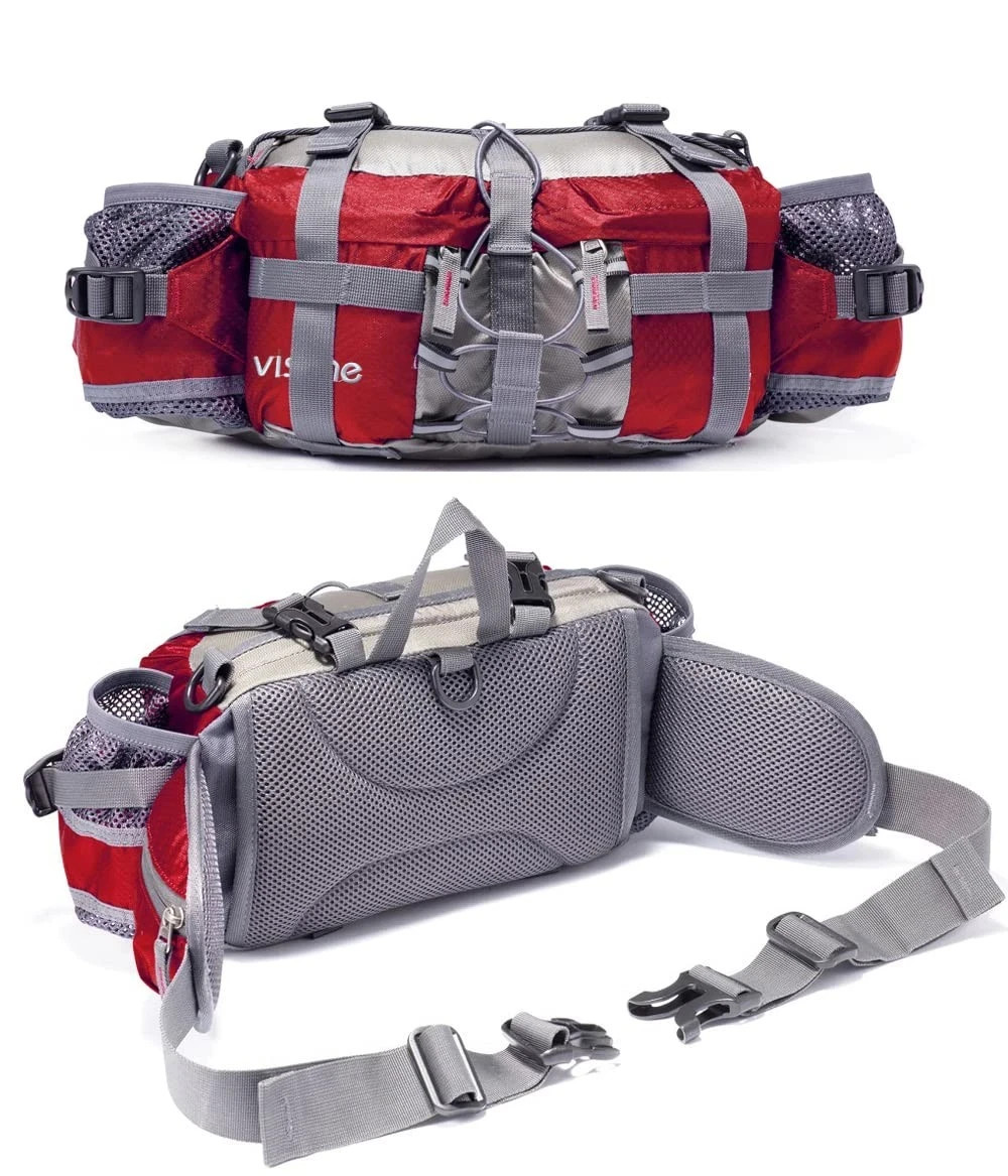 VISCNE Outdoor Fanny Pack Hiking Fishing Waist bag 2 Water Bottle Holder Lumb…