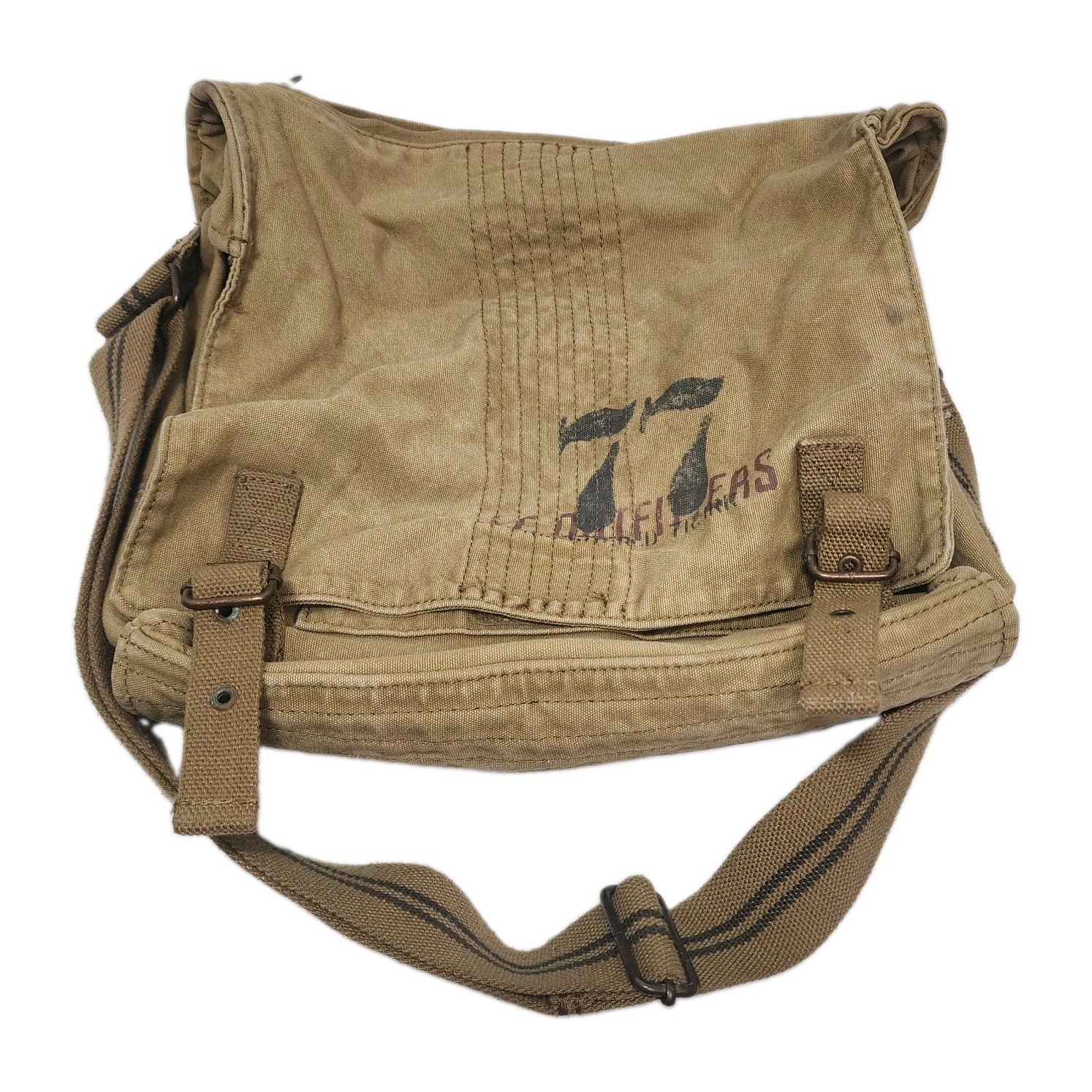 Vtg American Eagle Outfitters AEO Khaki Canvas Crossbody Messenger w/Bag 77 Logo