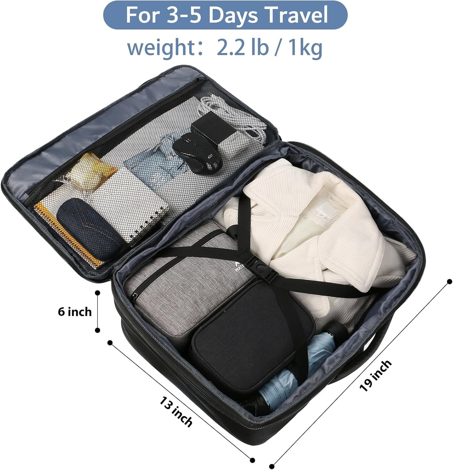 Carry On Backpack Water Resistant Lightweight Travel Bag 40L for Men Women