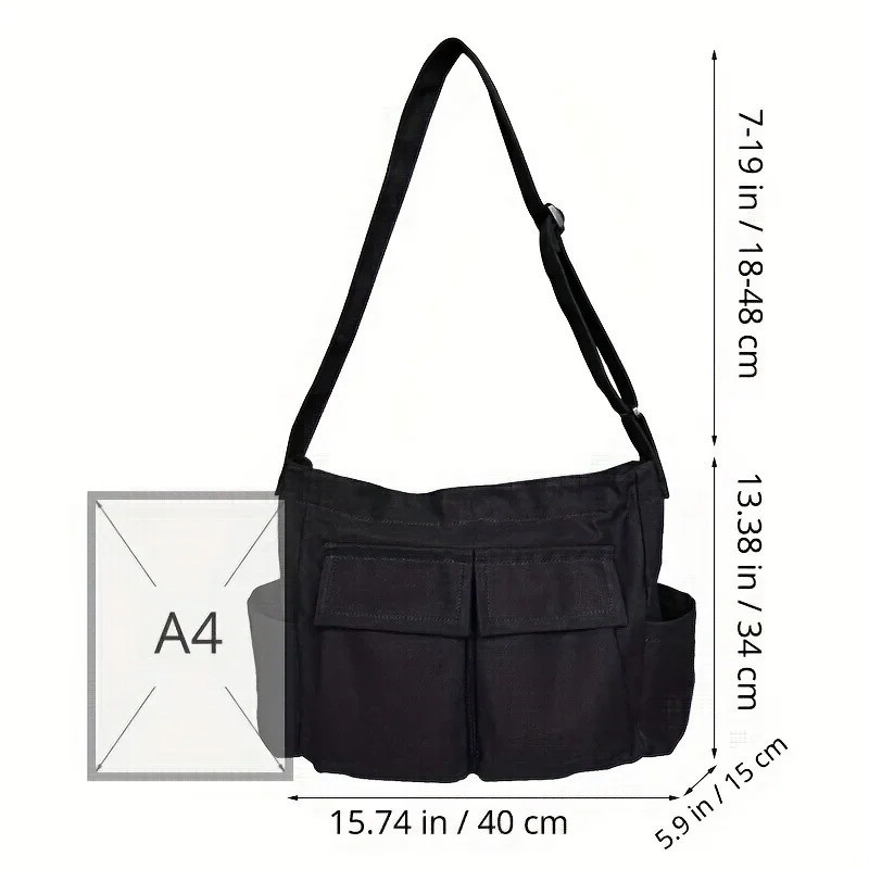 Workwear Multi-pocket Messenger Bag Men Women Shoulder Travel Student Bag