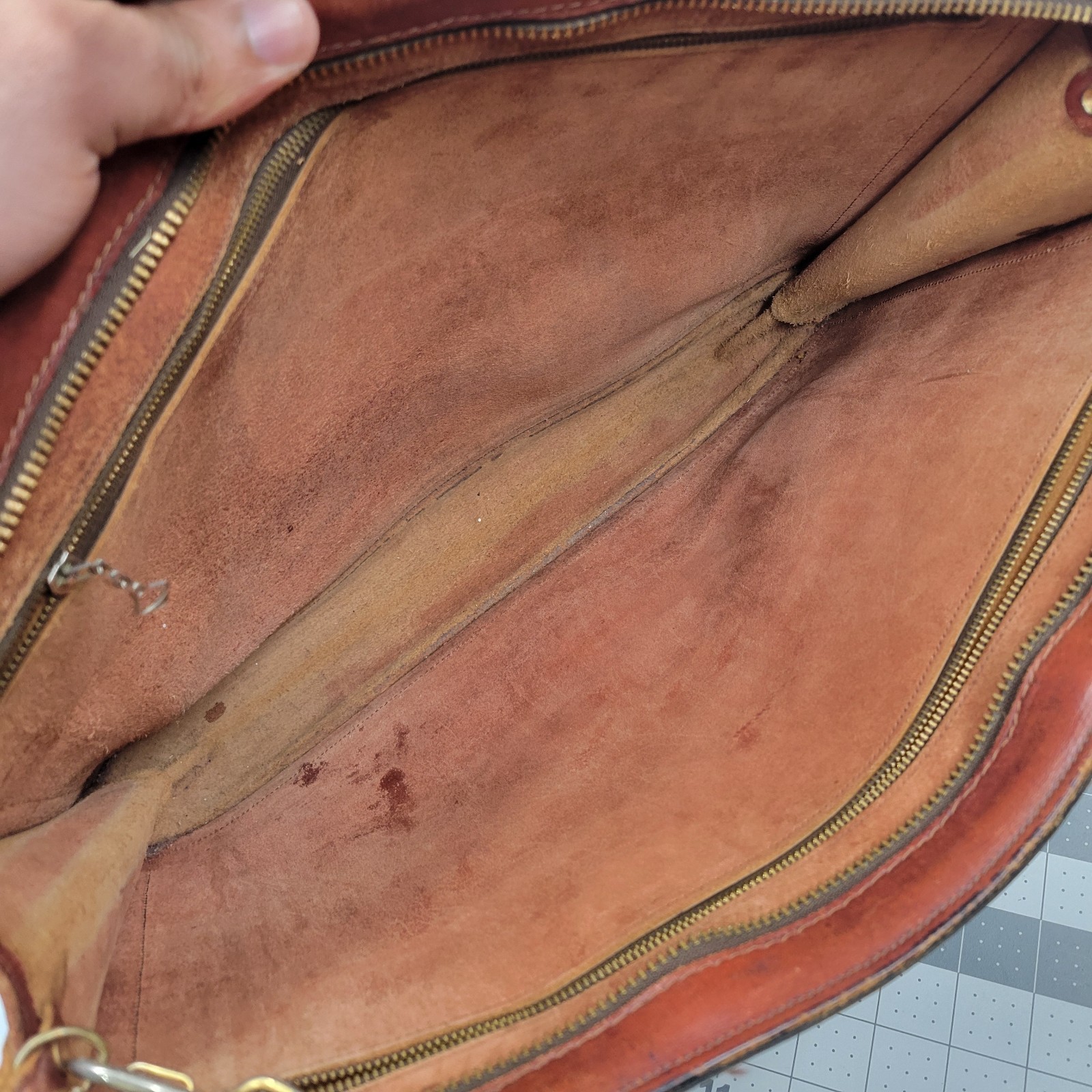 Michael Scott English Bridle Leather Briefcase Black Cherry Brown
