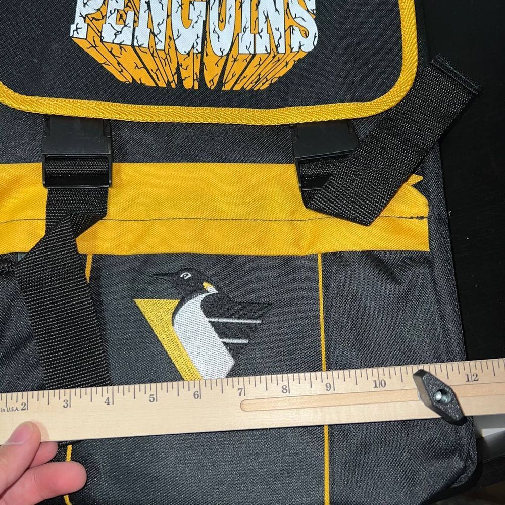 Vintage Pittsburgh Penguins Retreat Backpack Bag Yellow NHL Nasco Little America
