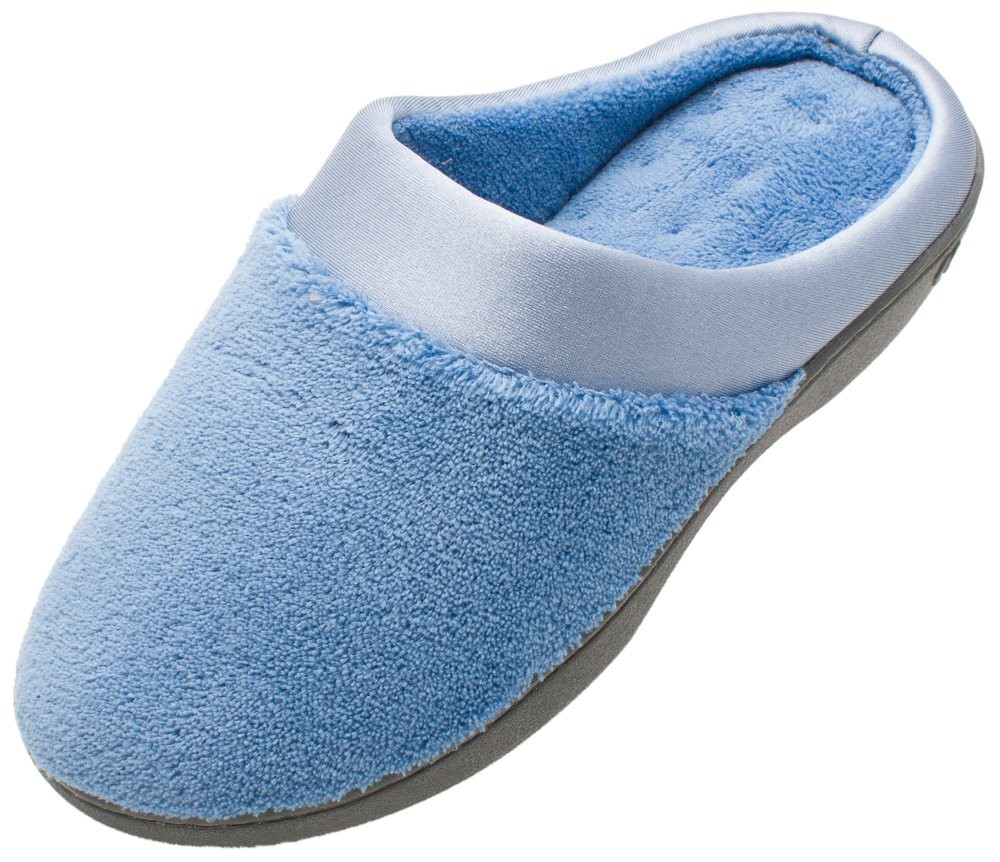 Isotoner Women’s Microterry PillowStep Satin Cuff Clog Slippers U1