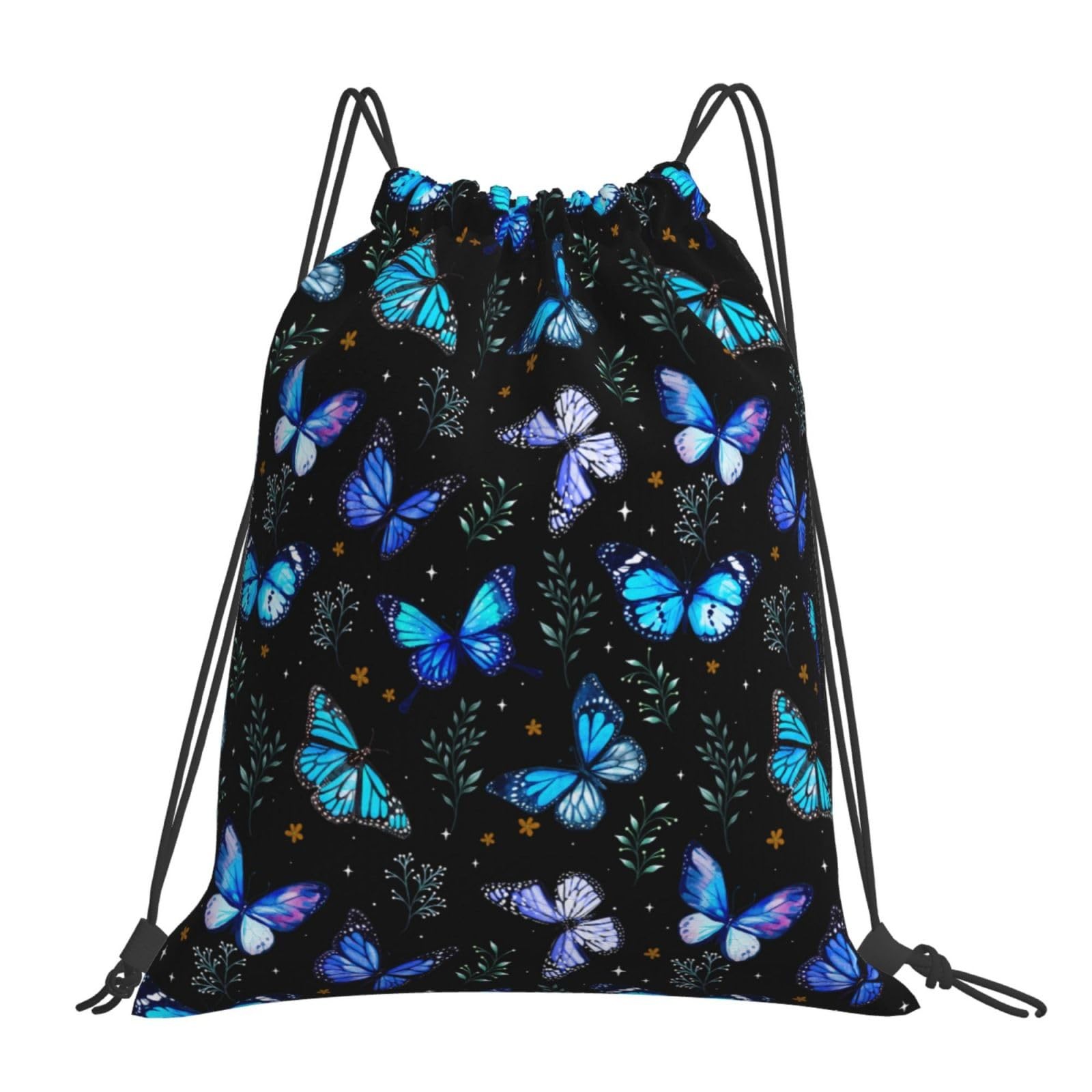 Butterflies Drawstring Backpack Gym Bag Foldable Water Repellent for Shopping…