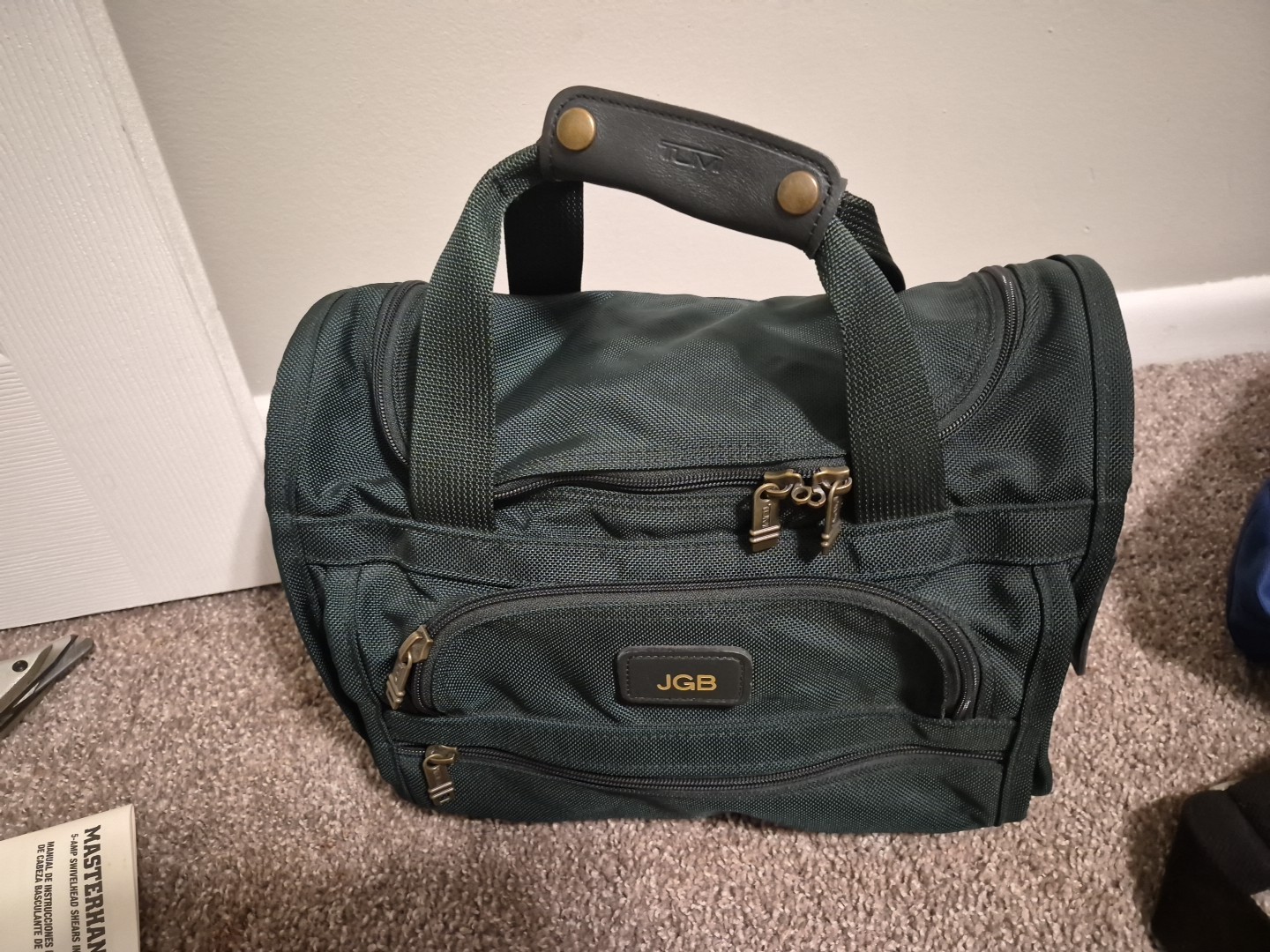 Tumi Dark Green Ballistic Nylon Carry-on Duffle With Name Tag