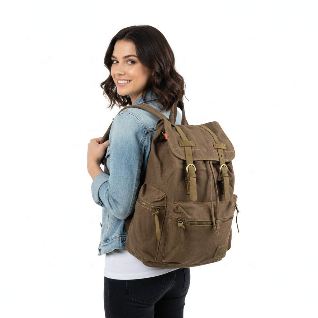 Vintage Canvas Backpack Travel Hiking Rucksack Outdoor School Bag for Men Women