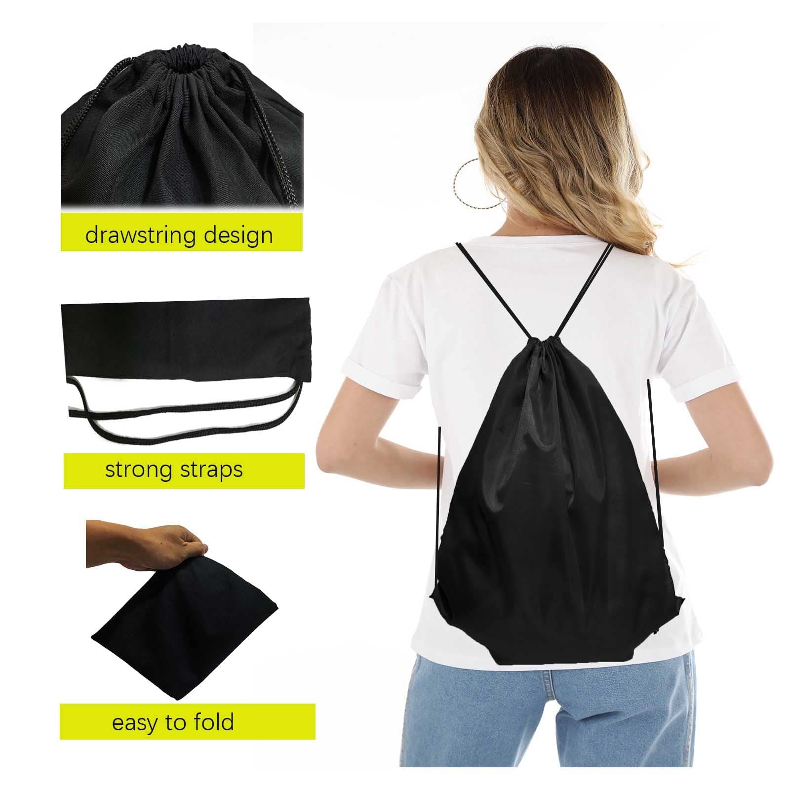 100 Pack Drawstring Backpack Black Bulk Drawstring Bags Nylon String Backpack…