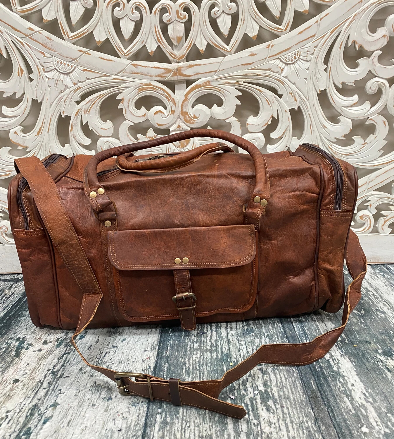 Leather Genuine Travel Bag Duffle Gym Men Rustic Luggage Overnight Weekend Bag