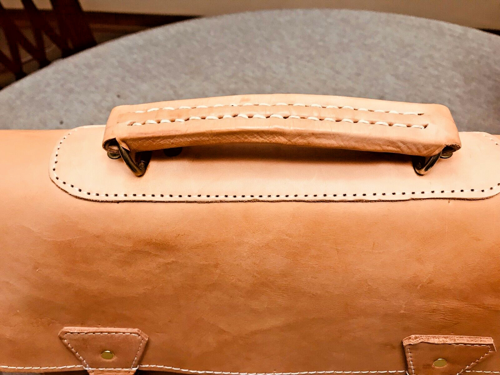 Natural Tan Burnished Belting Leather Briefcase / Messenger Bag – SPAIN