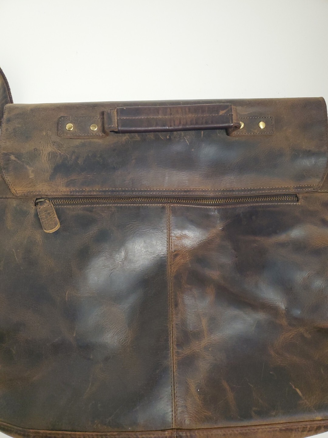 KomalC 16″ Leather Briefcase Laptop Messenger Bag/Brown/Distressed (T1)