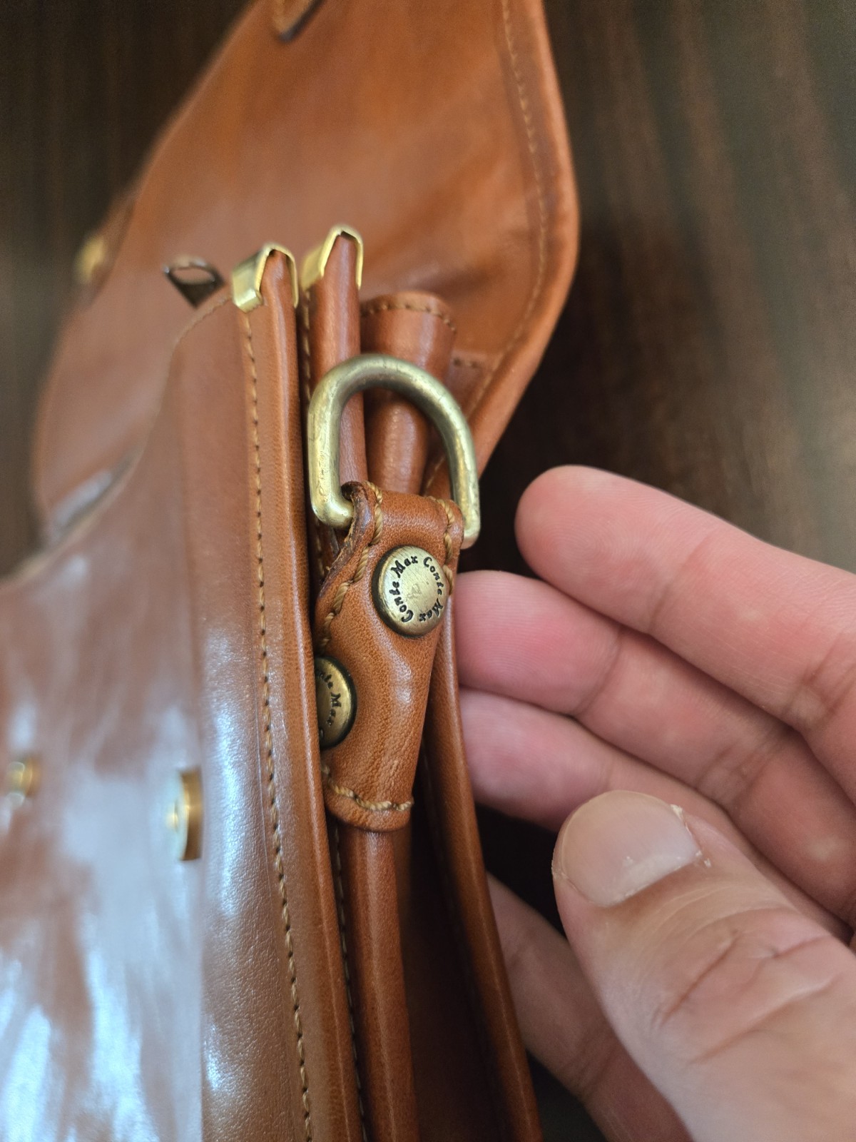 Mens Leather Conte Max Briefcase Made In Italy