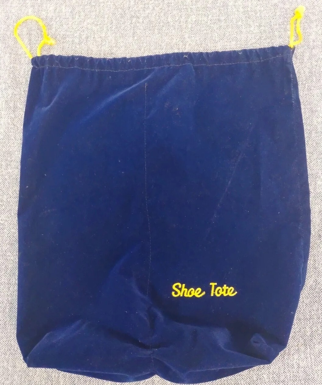Navy Blue Faux Satin Drawstring Unisex Tote Shoe Bag