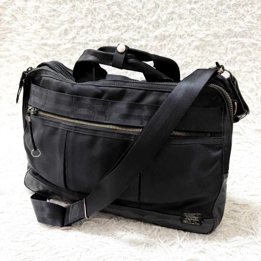PORTER Heat 2-Way Briefcase Shoulder Bag Black 40cm made in Japan