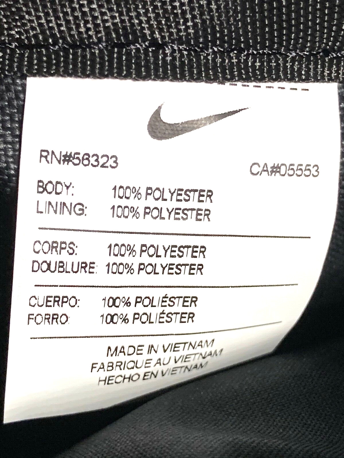 Nike Tech Hip Waist Lightweight 100% Polyester Logo Zip Narrow Bag Unisex Black
