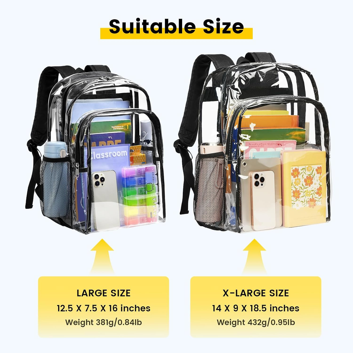 Clear Backpack Heavy Duty – Transparent See through Backpacks Extra Large Clear