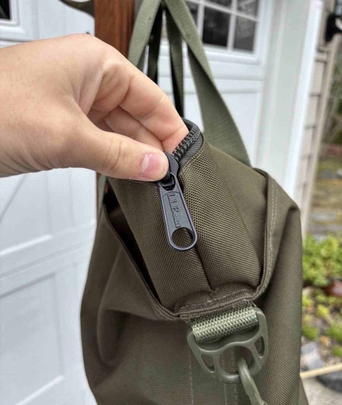 LL Bean Hunters Tote Canvas Large Bag Army Green Shoulder Strap 15×20 NEW