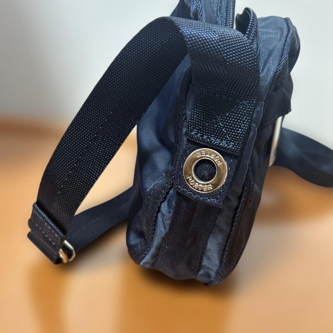 Authentic PORTER Yoshida Leather Shoulder Bag Navy 15cm x 16cm x 4cmOptimized