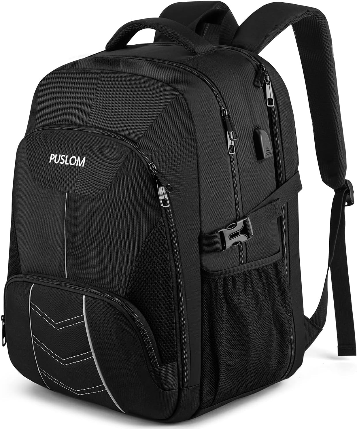 55L Extra Large Laptop Backpack 18.4″ TSA Carry On USB Travel School Bag Black