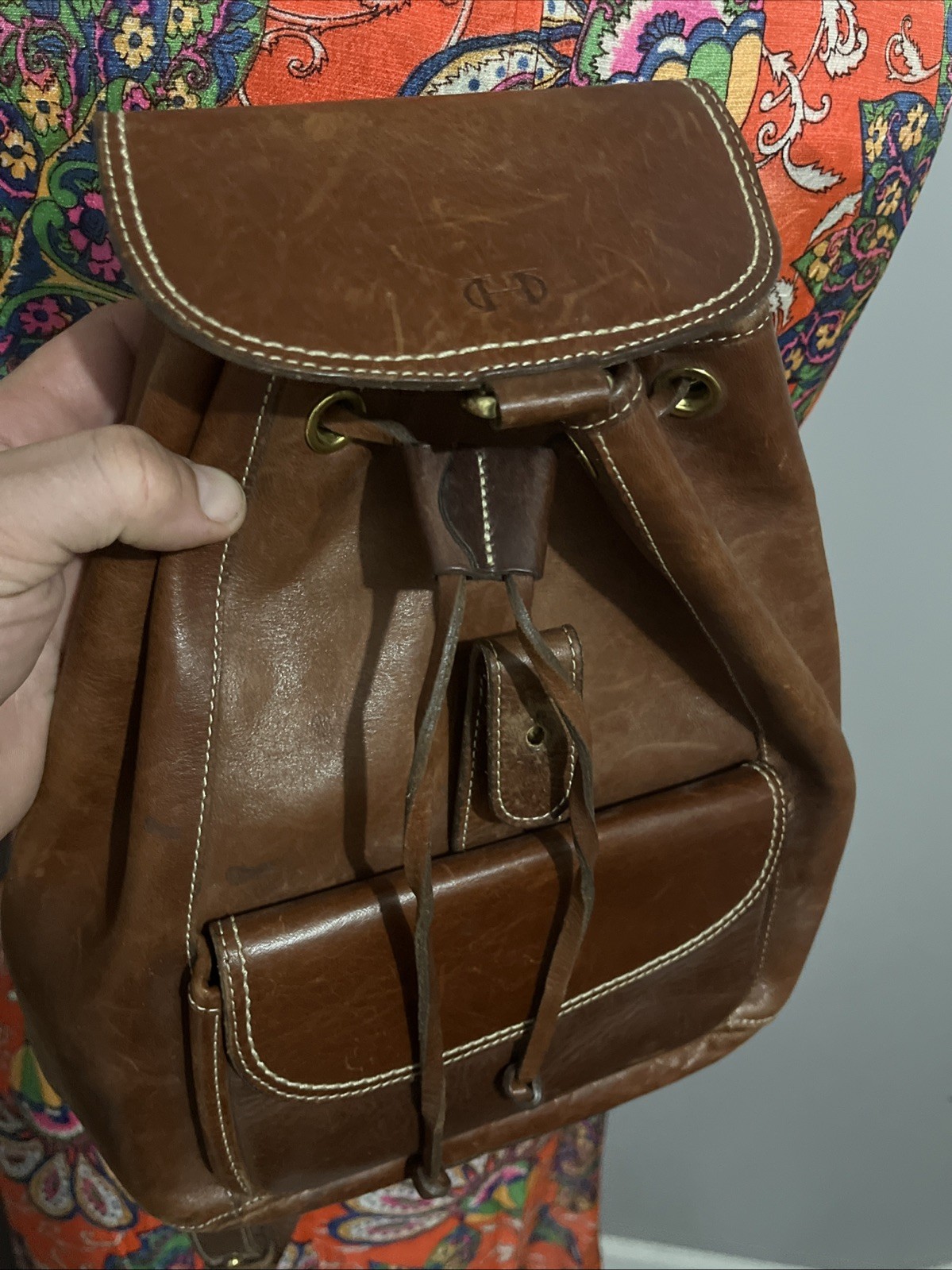 Vintage 90’s Cole Haan Brown Leather Backpack Purse 11×11”