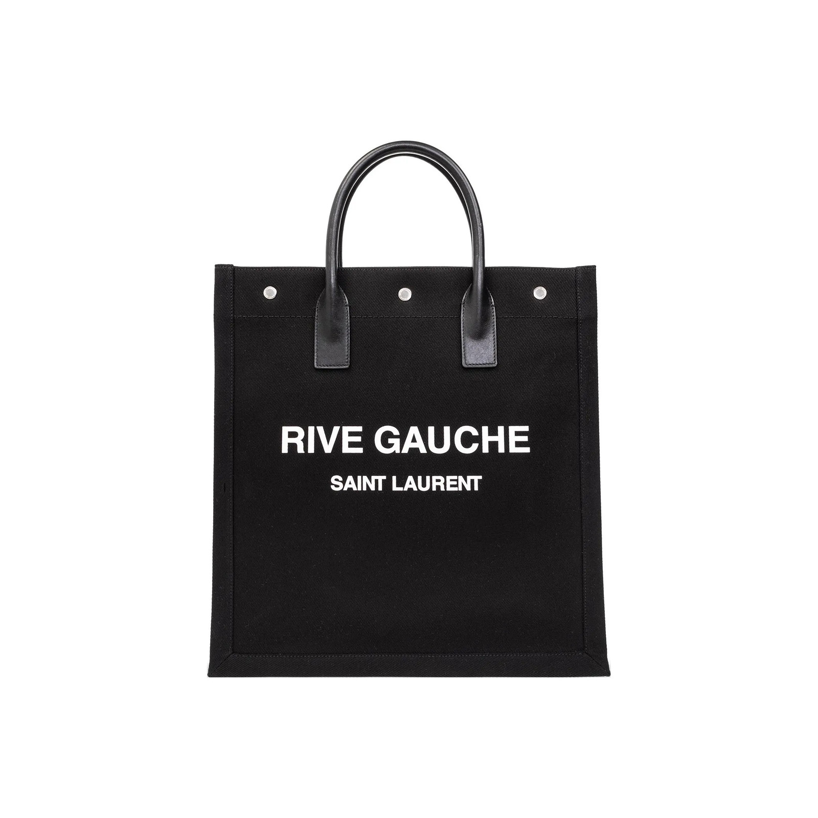 SAINT LAURENT Rive Gauche Leather Tote Bag for Men Black 15.4*14.6 in