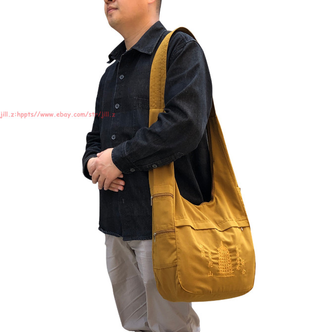 Buddhist Buddha Monk Bag Embroidery Shaolin Temple Kung Fu shoulder Bag Unisex
