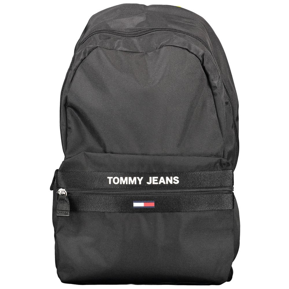 Tommy Hilfiger Black Recycled Polyester Men Backpack 100% Authentic
