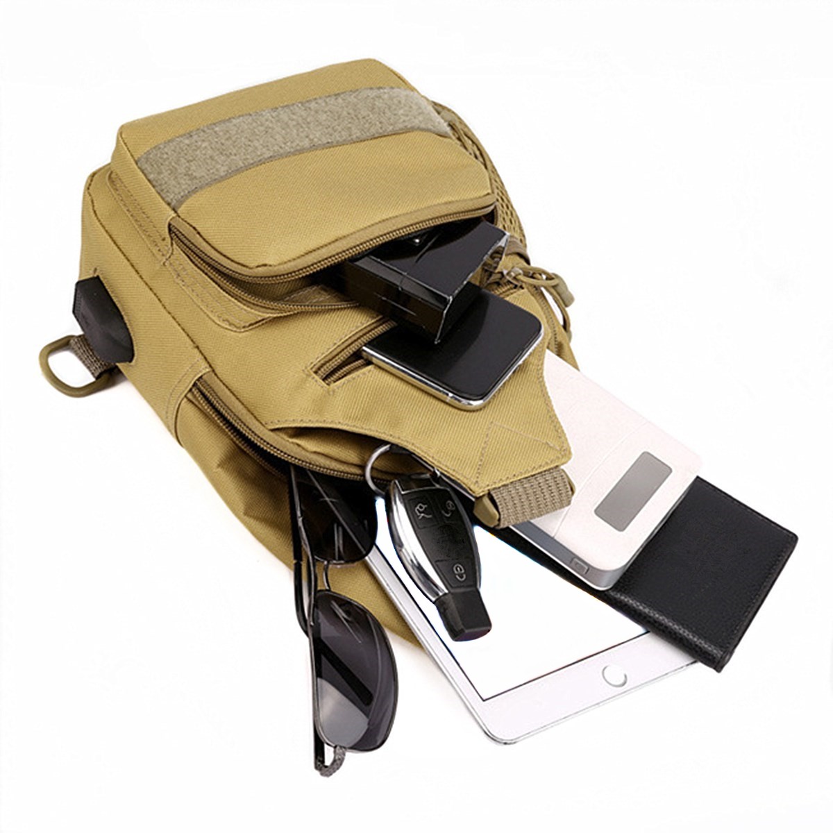 Multiple Layers Canvas Men’s Cross-body Sling Bag Leisure Chest Bag Shoulder Bag