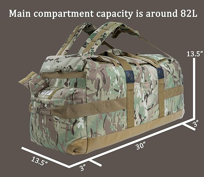BACKFERRY 85L Tactical Military Duffle Bag Backpack Field Gear Equipment AT Camo
