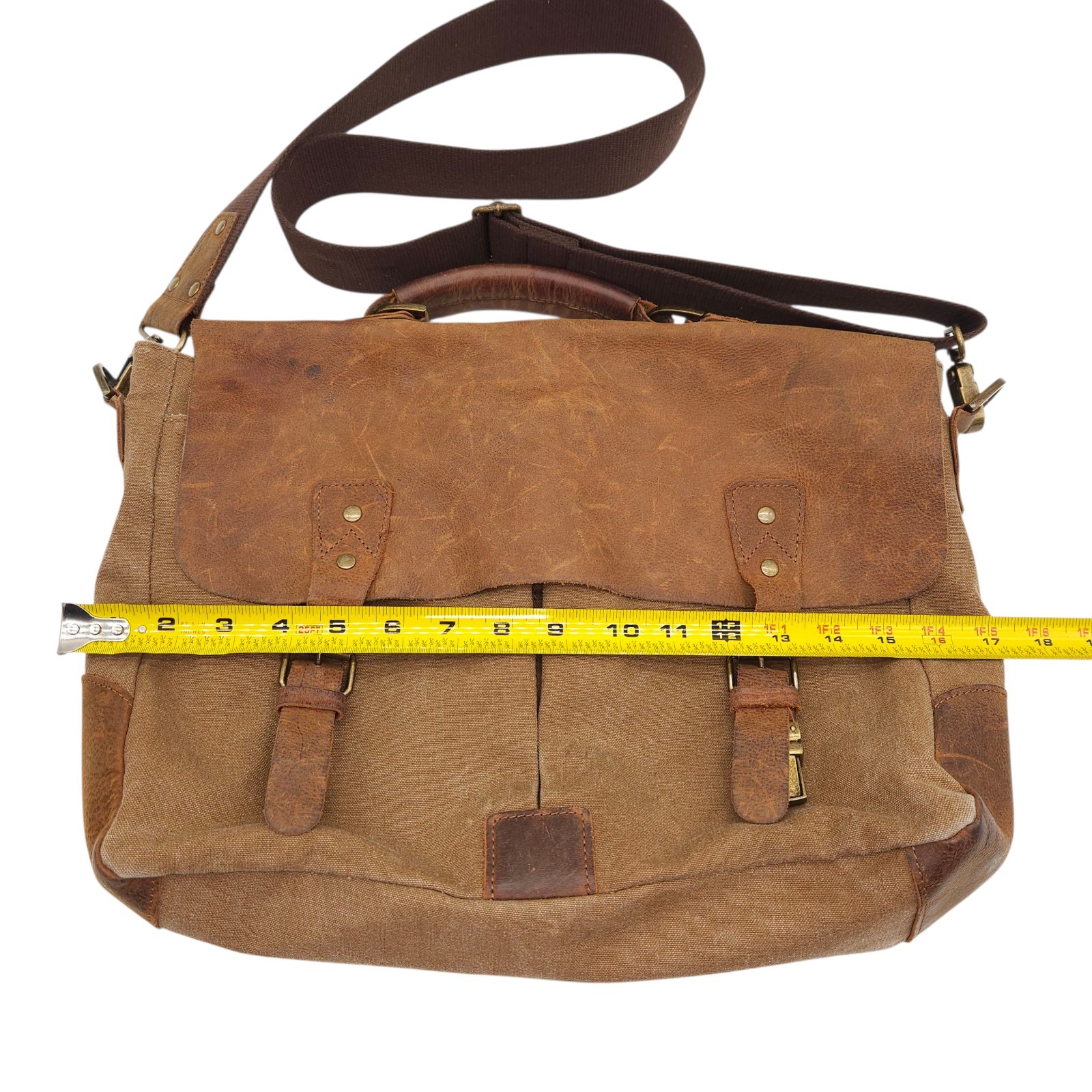 Wilson’s Leather Briefcase Messenger Laptop Carry Bag Brown Travel School Work
