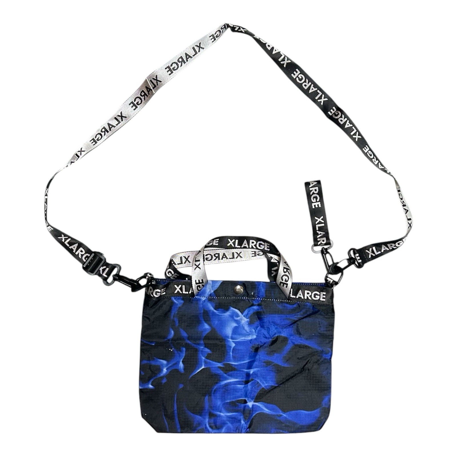X-LARGE Shoulder Bag Black & Blue Nylon Adjustable Strap Rare New Japan 2000s