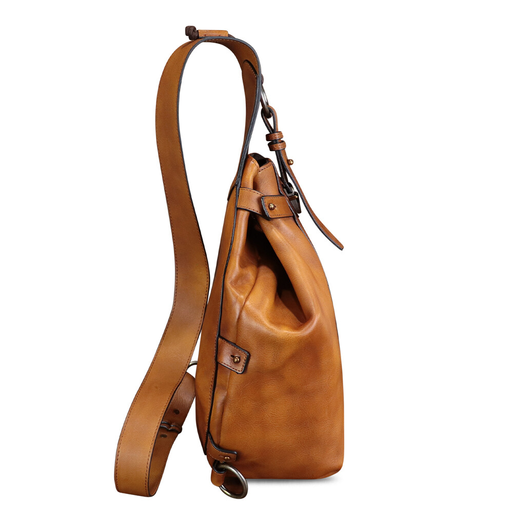 Genuine Leather Large Sling Bag Men Women Chest Crossbody Bag Sling Purse Ipad