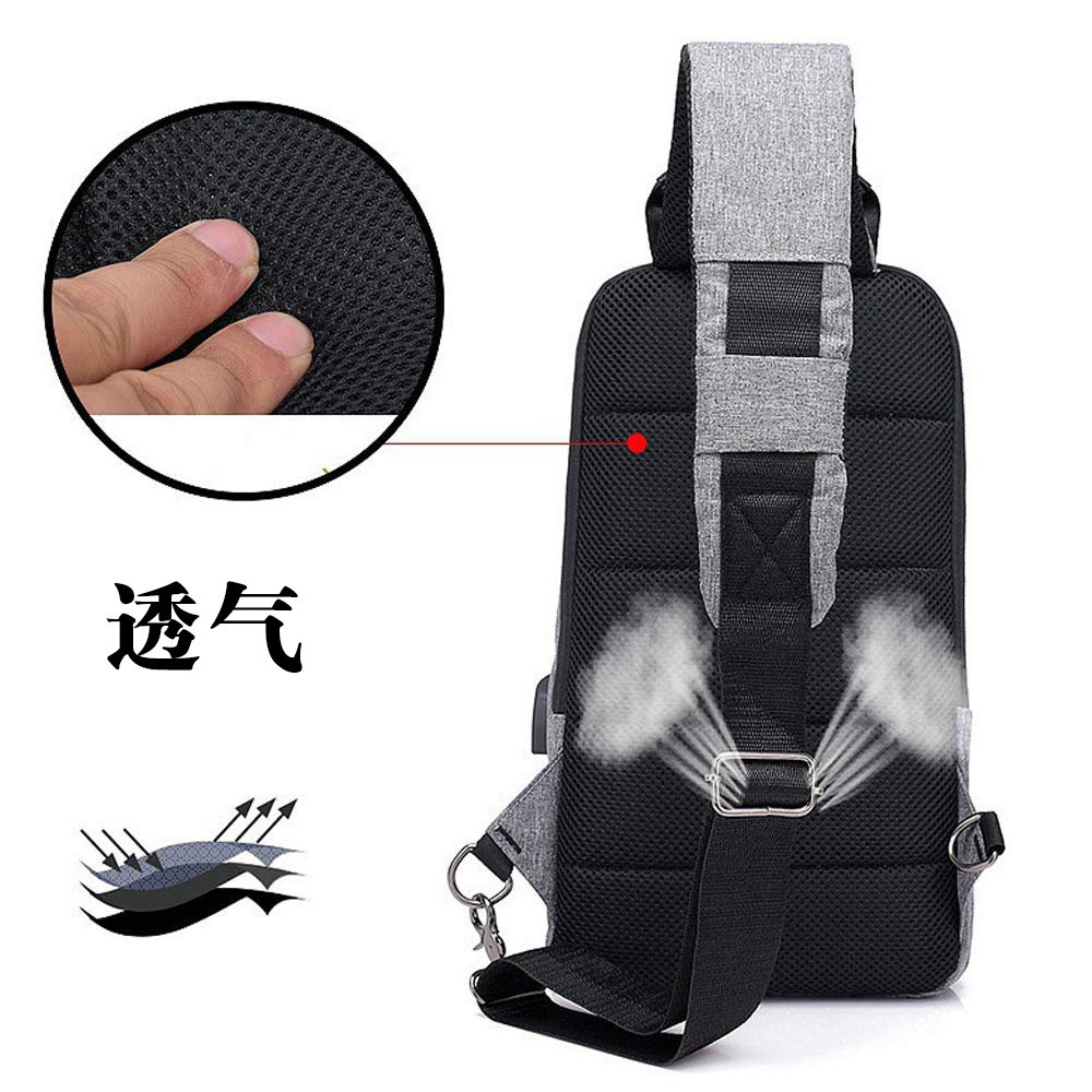 Waterproof Men Crossbody Chest Bag USB Port Multi-Pocket Cycling Sling Bag