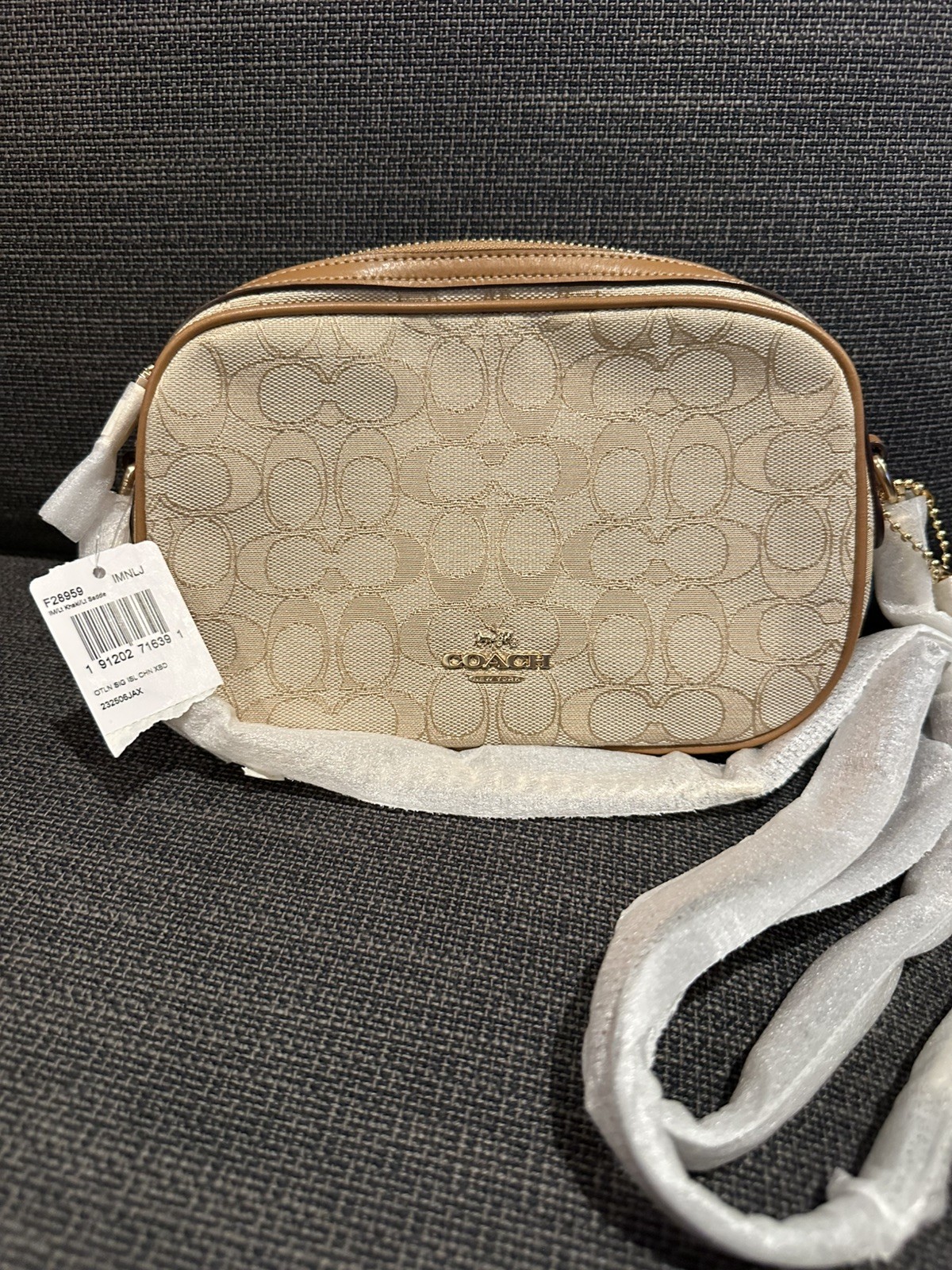COACH IM/Lt Khaki Lt Saddle bag Signature Outline Island Chain XBD