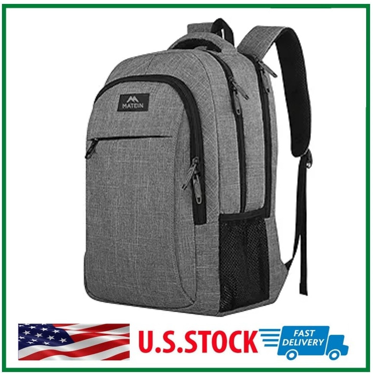 Travel Laptop Backpack, Water Resistant Bag Gift for Men- Women Fits 15.6” Grey