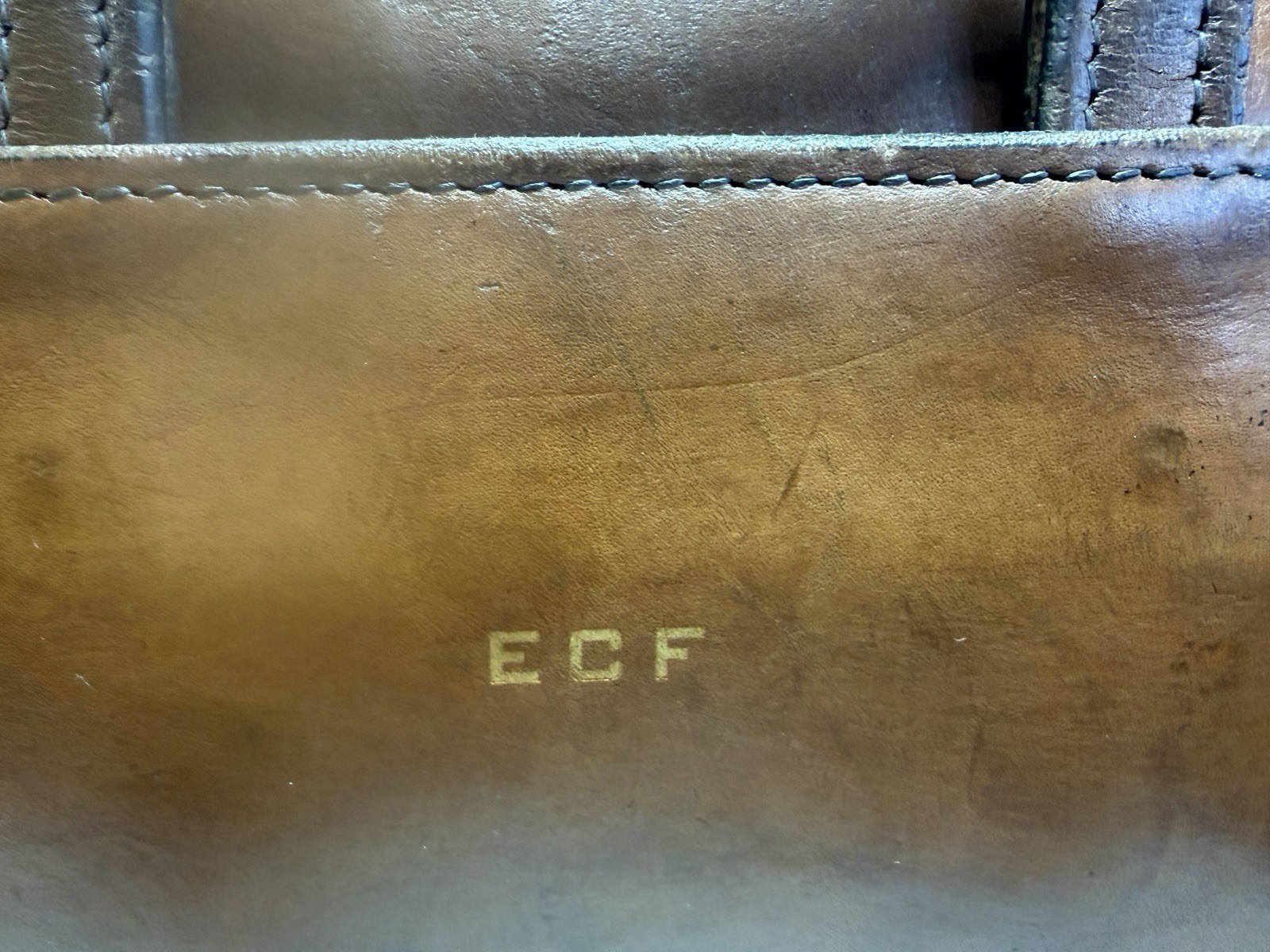 VTG Leather Briefcase Brown Saddle EDF Monogram