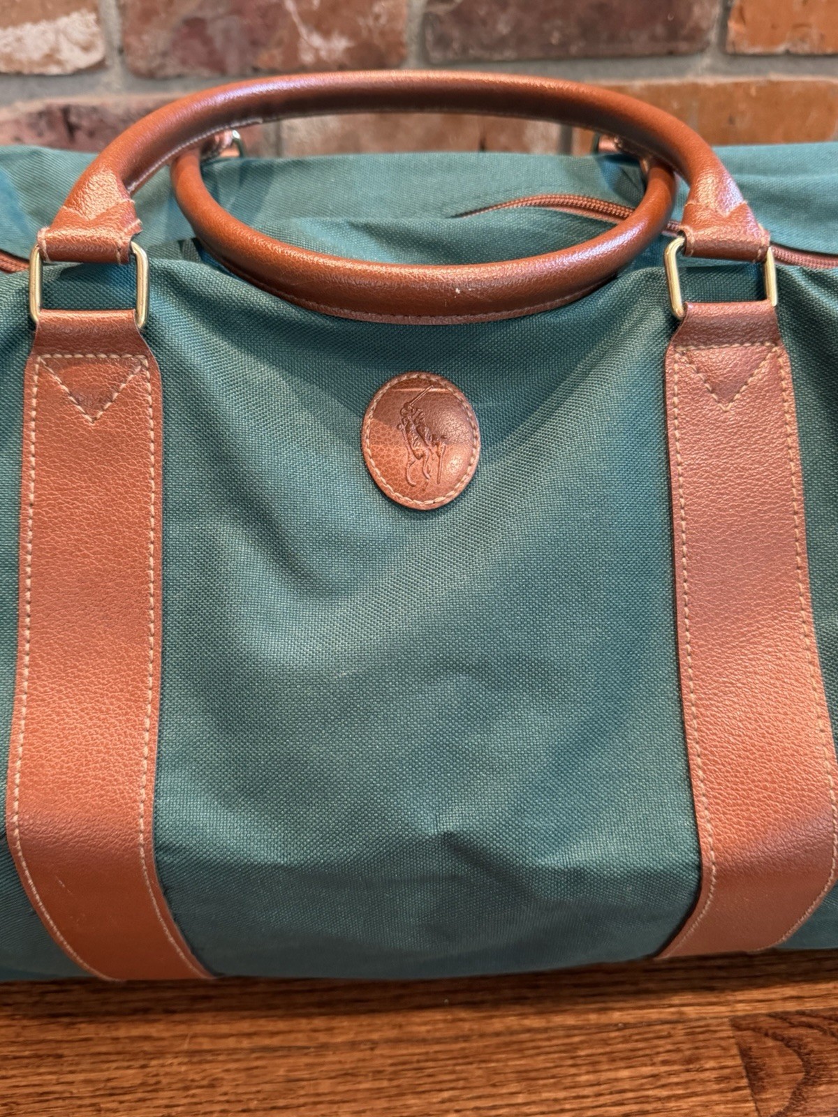 Vintage Ralph Lauren Weekender Duffle Bag 80’s-90’s Green Canvas Travel Tote