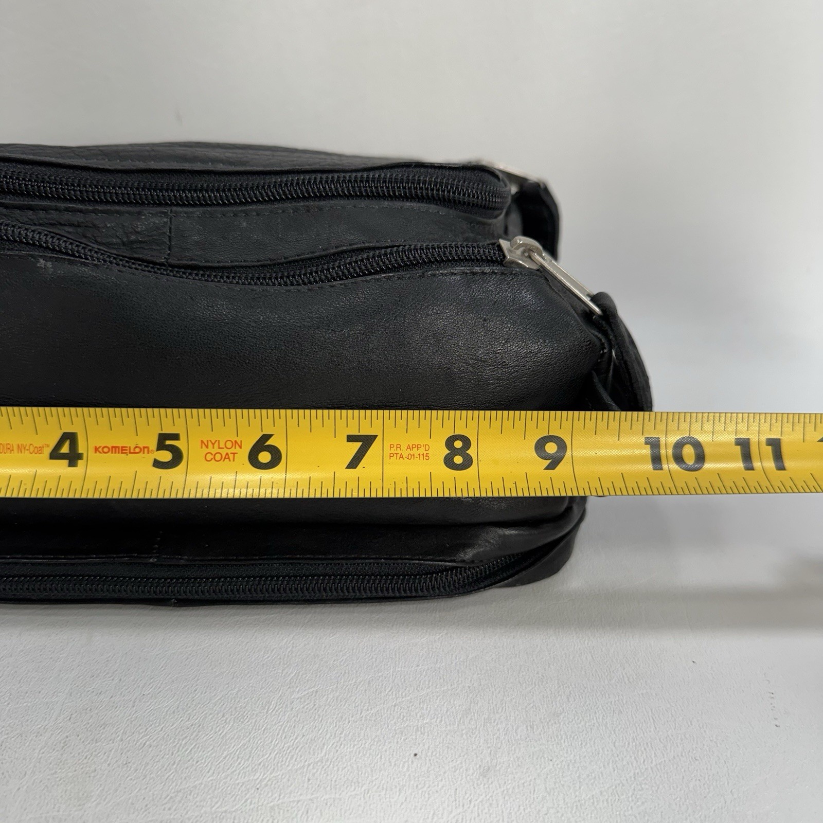 Frye Black Pebbled Leather Case Top Zip Around Single Handle Travel Toiletry Bag