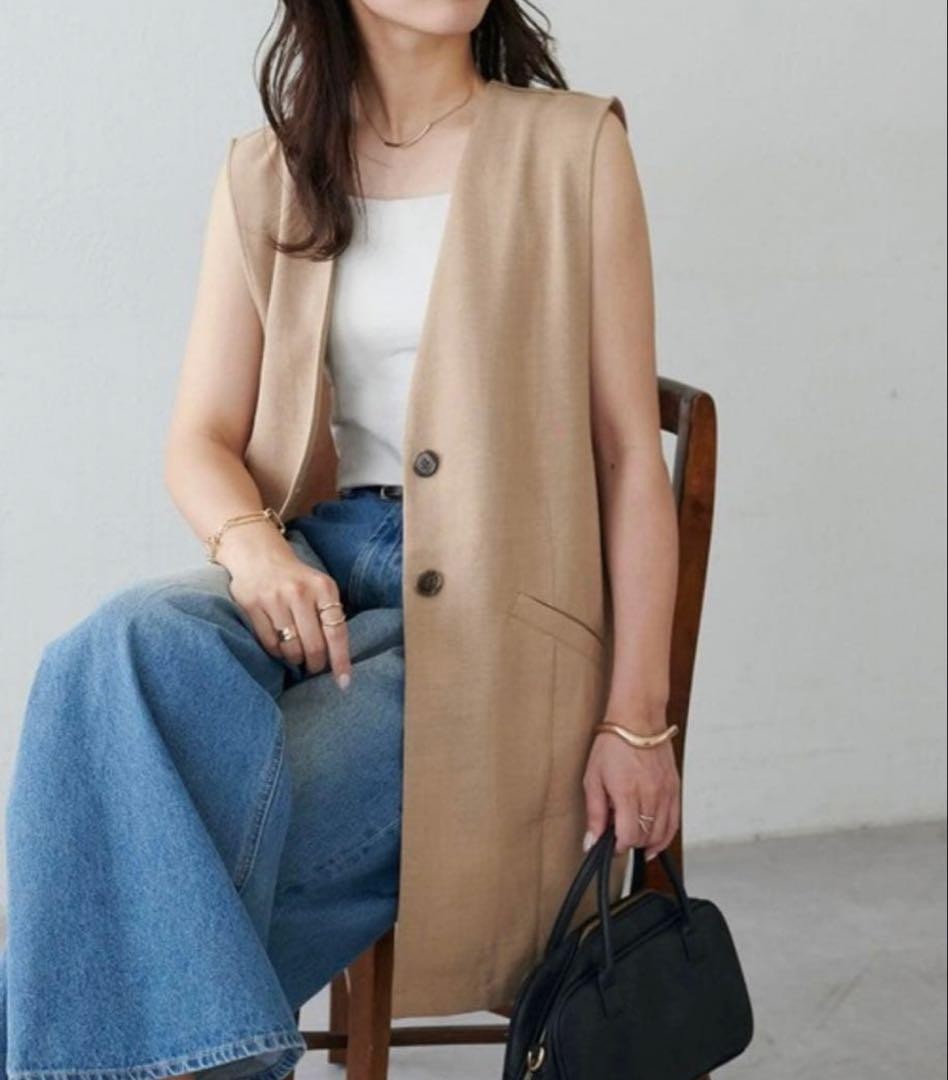 [New] Discoat Vest Gilet Tech Linen No Color Gilet Vest Beige