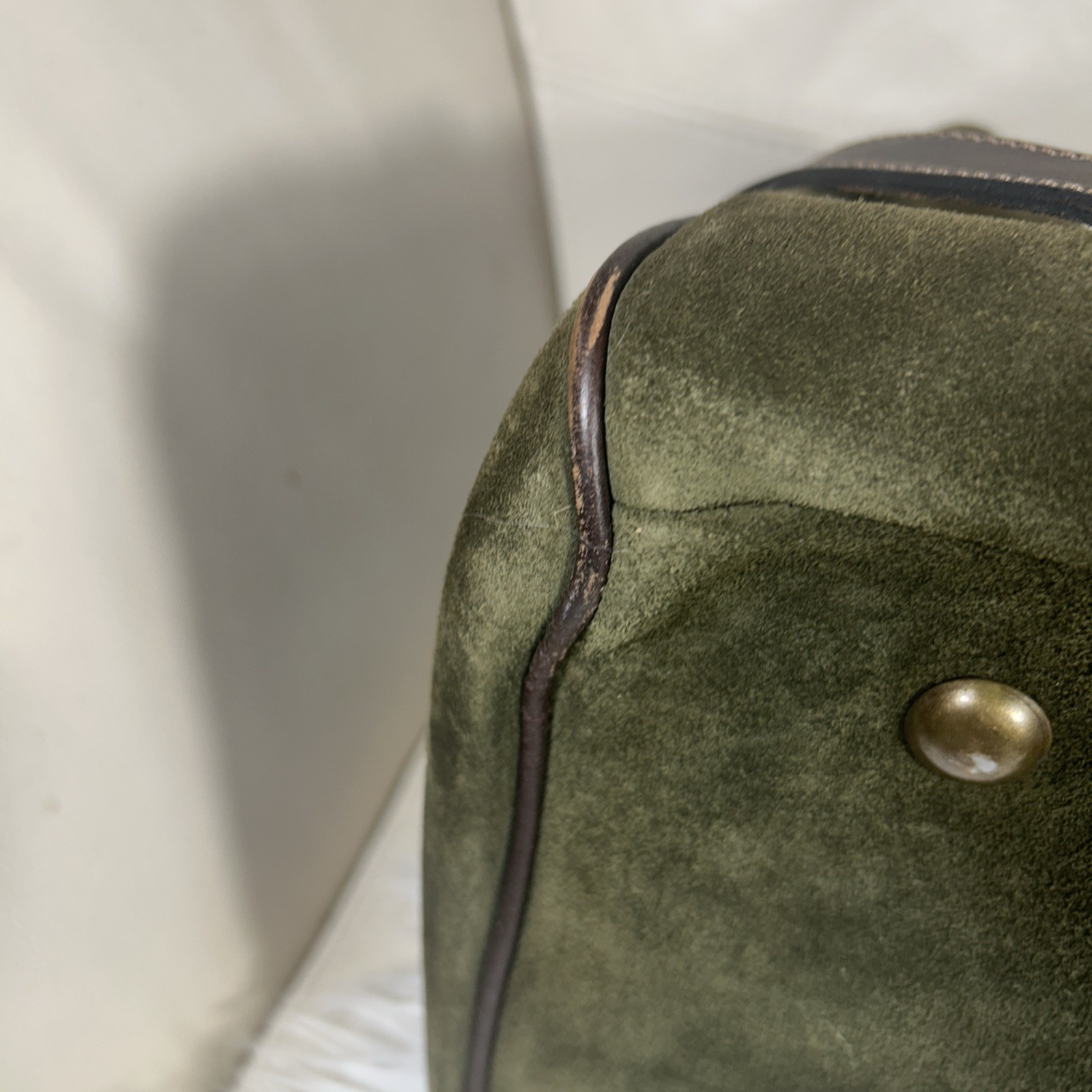 Weekender Overnight Bag Suede Green Brown Crossbody Argentina Free Ship!Rare!